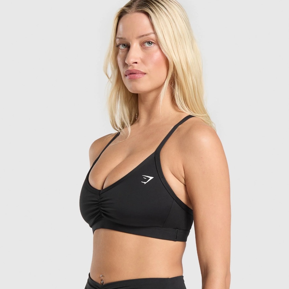 Gymshark Black Ruched Strappy Sports Bra XS. - Picture 4 of 7